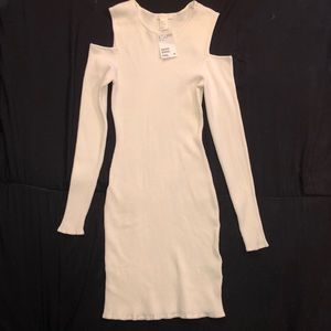 H&M Ribbed Midi Shoulder Cutout Sweater Dress